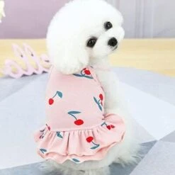 Sexy Soft Pet Clothing Dog Dresses Summer Cherry Pattern Pink White Yellow Cool Shirt Skirt Puppy Cat Dress Costume A2 L -Dog Supplies Store 317NGPRlAYL. AC 1