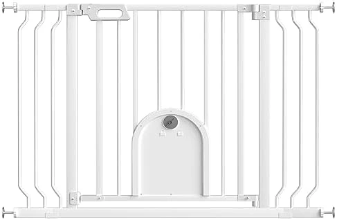Baby Gate With Cat Door, 29.5"-48" Auto Close Durable Metal Dog Gate For Stairs, Doorways And House, Easy Walk Thru Safety Gate With Pet Door, Includes 4 Wall Cups And 2 Extension Pieces, 30in Tall 3 Baby Gate With Cat Door, 29.5"-48" Auto Close Durable Metal Dog Gate For Stairs, Doorways And House, Easy Walk Thru Safety Gate With Pet Door, Includes 4 Wall Cups And 2 Extension Pieces, 30in Tall - Image 3