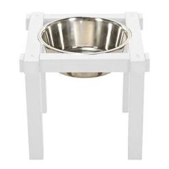 Original Pawley's Island White Raised Pet Station, Food & Water, Handcrafted In The Carolinas -Dog Supplies Store 31OOsJOPyML