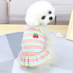 Sexy Soft Pet Clothing Dog Dresses Summer Cherry Pattern Pink White Yellow Cool Shirt Skirt Puppy Cat Dress Costume A2 L -Dog Supplies Store 31SDElOiJpL