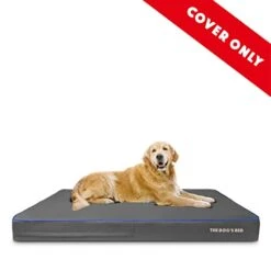 Replacement Outer Cover ONLY (NO Bed, NO Waterproof Inner) For The Dog's Bed Orthopedic Washable Oxford Fabric, XXXL 64” X 44” X 6” (Grey With Dark Blue Piping)