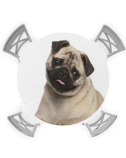 Savannan Round Tablecloth,Pug Puppy Cute Dog Pet Animal Elastic Edge Round Waterproof Fitted Table Cloth For Indoor Outdoor Dinning Fit Round Table Up To 55" - 60"