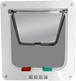 4 Ways Lockable Dog Cat Kitten Door Security Flap Door Small Animal Puppy Kitten Gate Pet Supplies Brown White -Dog Supplies Store 31gGoM4CRxL. AC 2