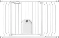 Baby Gate With Cat Door, 29.5"-48" Auto Close Durable Metal Dog Gate For Stairs, Doorways And House, Easy Walk Thru Safety Gate With Pet Door, Includes 4 Wall Cups And 2 Extension Pieces, 30in Tall 7 Baby Gate With Cat Door, 29.5"-48" Auto Close Durable Metal Dog Gate For Stairs, Doorways And House, Easy Walk Thru Safety Gate With Pet Door, Includes 4 Wall Cups And 2 Extension Pieces, 30in Tall -Dog Supplies Store 31iTC7e2gL. AC