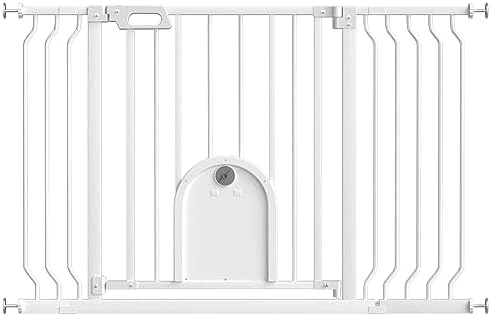 Baby Gate With Cat Door, 29.5"-48" Auto Close Durable Metal Dog Gate For Stairs, Doorways And House, Easy Walk Thru Safety Gate With Pet Door, Includes 4 Wall Cups And 2 Extension Pieces, 30in Tall 4 Baby Gate With Cat Door, 29.5"-48" Auto Close Durable Metal Dog Gate For Stairs, Doorways And House, Easy Walk Thru Safety Gate With Pet Door, Includes 4 Wall Cups And 2 Extension Pieces, 30in Tall - Image 4