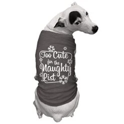 Too Cute For The Naughty List - Adorable Dog Shirt (Dark Gray, Small)