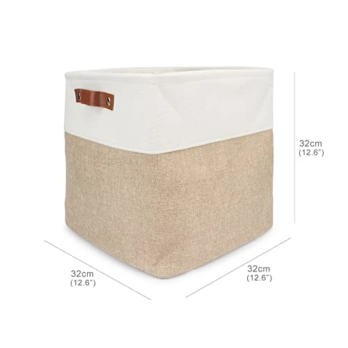 Personalized Dog Toy Box Square Basket With Leather Handles , Custom Name And Paw Pattern Puppy Toy Bin , Storage Baskets For Organizing Food Clothes And Pets Accessories(White Beige) 2 Personalized Dog Toy Box Square Basket With Leather Handles , Custom Name And Paw Pattern Puppy Toy Bin , Storage Baskets For Organizing Food Clothes And Pets Accessories(White Beige) - Image 2