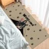 Savannan Runner Rugs And Mats,7871 Pcs Welcome Bulldog Cute Black Dog Pet Footprint Animal Brown Non Slid,Absorbent Kitchen Rug,Rubber Dots Backing Indoor Door Mat,Standing Mat 19.7x47.2 Inch