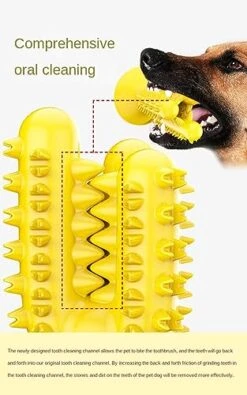 MeDapi Dog Toothbrush, Dog Teeth Cleaning Stick, Dog Teeth Grinding Stick, Food Leakage Device, Chewing-Resistant Pet Supplies, Pet Toys Yellow -Dog Supplies Store 411BJSVHpqL