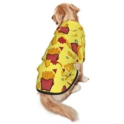 Fries Pattern Fast Food Pet Dog Costume Large Pets Wear Hoodies Winter Large Cats Cloth Sweatshirts Jacket Pullover