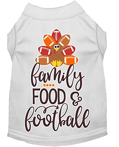 Family, Food, And Football Screen Print Dog Shirt White XL 1 Family, Food, And Football Screen Print Dog Shirt White XL