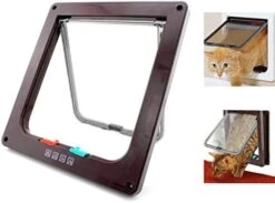 XIAOYU Interior 4 Ways Locking Cat Dog Door & Flaps, Brown, Large -Dog Supplies Store 4128dqaOVL. AC