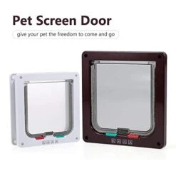 GENERIC Door Cat Door With Controllable 4 Way Lock Security S Flap Door For Dogs Cats Plastic Gate Window Door 2Pcs S -Dog Supplies Store 414ir3KSyqL