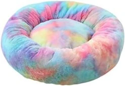 AIRCODE Plush Pet Litter Sleeping Bed, Comfortable Plush Kennel Dogs Pet Litter Deep Sleep, Washable Cat Donut Bed, Faux Fur Donut Cuddler Cat Bed (Multicolor13, 15.754X10.6IN) -Dog Supplies Store 415G5KK2L. AC