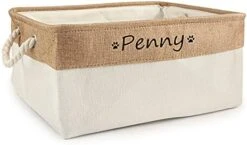 Xingfa Personalized Dog Toy Basket With Name,Custom Dog Toy Basket,Paw Prints Pet Food Storage Container,Dog Toy Box For Small Dogs,New Puppy Supplies (Beige,L 41X32X21cm) 20 Xingfa Personalized Dog Toy Basket With Name,Custom Dog Toy Basket,Paw Prints Pet Food Storage Container,Dog Toy Box For Small Dogs,New Puppy Supplies (Beige,L 41X32X21cm) -Dog Supplies Store 415T7YRhEuL. AC