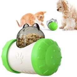 Dog And Cat Toys Pet Feeder Dog Educational Toys Pet Feeder Food Overflow Device Tumbler ABS Material Allows Cats And Dogs To Eat Slowly To Help Pets Digest (Green)