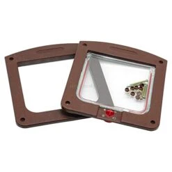 4 Way Safe Lockable Cat Dog Door Small Dog Kitten Lock Flap Pet Tunnel White Brown Plastic Animal Small Pet Cat Dog Gate -Dog Supplies Store 416yJF9BK5L