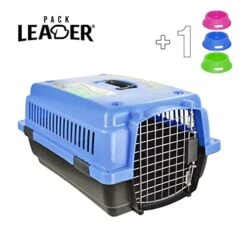 PACK LEADER Duna Travel Carrier Cage For Dogs Girls Or Cats Rigid Material Portable With Metal Grate | Size 57 X 39 X 31 Cm | Small Dog | Includes A Food Plate | Blue 6 PACK LEADER Duna Travel Carrier Cage For Dogs Girls Or Cats Rigid Material Portable With Metal Grate | Size 57 X 39 X 31 Cm | Small Dog | Includes A Food Plate | Blue -Dog Supplies Store 4177v2uw3hL