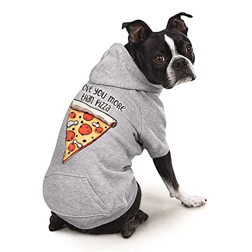 GENERIC I Love You More Than Pizza Dog Hoodie With Pocket - Cute Design Dog Coat - Funny Food Dog Clothing - Gray, 2XL 2 GENERIC I Love You More Than Pizza Dog Hoodie With Pocket - Cute Design Dog Coat - Funny Food Dog Clothing - Gray, 2XL - Image 2