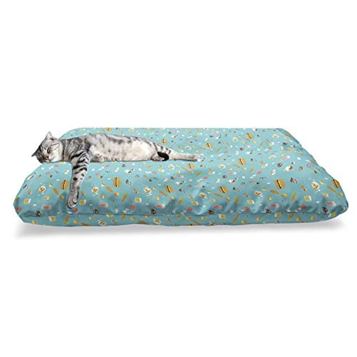 Ambesonne Food Pet Bed, Minimalist Style Tasteful Food Art Hamburger Sushi Pizza Beer Milkshake Ice Cream, Chew Resistant Pad For Dogs And Cats Cushion With Removable Cover, 24" X 39", Multicolor 2 Ambesonne Food Pet Bed, Minimalist Style Tasteful Food Art Hamburger Sushi Pizza Beer Milkshake Ice Cream, Chew Resistant Pad For Dogs And Cats Cushion With Removable Cover, 24" X 39", Multicolor - Image 2