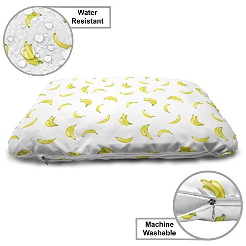 Ambesonne Banana Pet Bed, Graphic Illustration Of Tropical Fruit Ripe And Healthy Exotic Food, Chew Resistant Pad For Dogs And Cats Cushion With Removable Cover, 24" X 39", Pale Green Yellow 4 Ambesonne Banana Pet Bed, Graphic Illustration Of Tropical Fruit Ripe And Healthy Exotic Food, Chew Resistant Pad For Dogs And Cats Cushion With Removable Cover, 24" X 39", Pale Green Yellow - Image 4