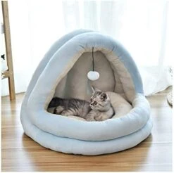 YangYan Removable Cat Bed House Kennel Nest Pet Nest Sofa With Ball Toys Dog Kennel Sofa House Cushion Cat Pet Products Kitten Bed (Color : Dark Blue, Size : M) -Dog Supplies Store 41ABJ0fUEL. AC 2