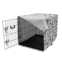 Lunarable Soda Dog Crate Cover, Fast Food Burger Pizza Hot Dog Junk Unhealthy Meal Menu Wings Restaurant, Easy To Use Pet Kennel Cover For Small Dogs Puppies Kittens, 22 Inch, Charcoal Grey And White -Dog Supplies Store 41AGmM0mGpL