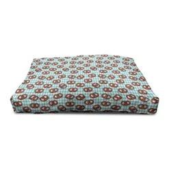 Lunarable Oktoberfest Wooden Dog House, Salty Pretzels On Diamond Pattern Deutschland Country Snacks Food, Outdoor & Indoor Portable Dog Kennel With Pillow And Cover, X-Large, Sky Blue Ivory Redwood