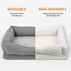 Dog Bed, Orthopedic Bolster Dog Beds For Extra Large Dogs. Egg Crate Foam Sofa With Removable Washable Bed Cover, Nonskid Bottom Couch, Pet Beds For Large&Extra Large Extra Large Size: 42"*32.5" -Dog Supplies Store 41BjCvYYpzL