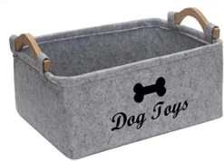 Morezi Felt Pet Toy Box And Dog Toy Box Storage Basket Chest Organizer - Perfect For Organizing Pet Toys, Blankets, Leashes And Food - Dog Toy - Dark Grey -Dog Supplies Store 41DdR1IwQ3L. AC
