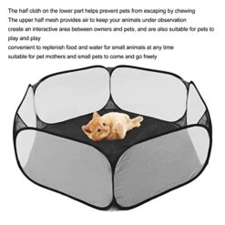 Jakoo Small Animal Tent, Breathable, Durable, Foldable, Small Animal Playpen, Easy Access For Pets Black