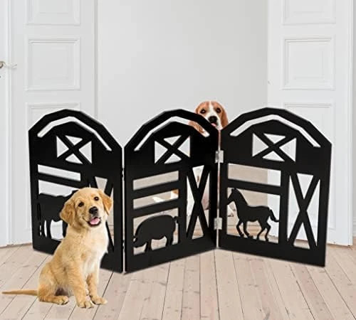 Bundaloo Freestanding Dog Gate With Door Expandable Decorative Wooden Fence For Small To Medium Pet Dogs, Barrier For Stairs, Doorways, & Hallways (Black Diamond) 7 Bundaloo Freestanding Dog Gate With Door Expandable Decorative Wooden Fence For Small To Medium Pet Dogs, Barrier For Stairs, Doorways, & Hallways (Black Diamond) - Image 7