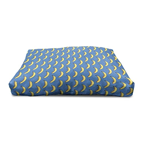 Ambesonne Pop Art Wooden Pet House, Hipster Banana Graphic Exotic Fruits Island Food Jungle Tropical Design, Outdoor & Indoor Portable Dog Kennel With Pillow And Cover, Large, Cobalt Blue Mustard 3 Ambesonne Pop Art Wooden Pet House, Hipster Banana Graphic Exotic Fruits Island Food Jungle Tropical Design, Outdoor & Indoor Portable Dog Kennel With Pillow And Cover, Large, Cobalt Blue Mustard - Image 3