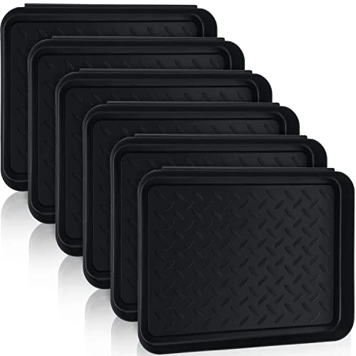 6 Pack Black Shoe Tray For Entryway Indoor Pet Food Mat Tray 14 X 11 Inch Boot Drying Mat W/Lip Dirt Rug Dog Water Mat Multi Purpose Tray For Boots Shoes Pets Garden Indoor Outdoor Floor Protection 1 6 Pack Black Shoe Tray For Entryway Indoor Pet Food Mat Tray 14 X 11 Inch Boot Drying Mat W/Lip Dirt Rug Dog Water Mat Multi Purpose Tray For Boots Shoes Pets Garden Indoor Outdoor Floor Protection