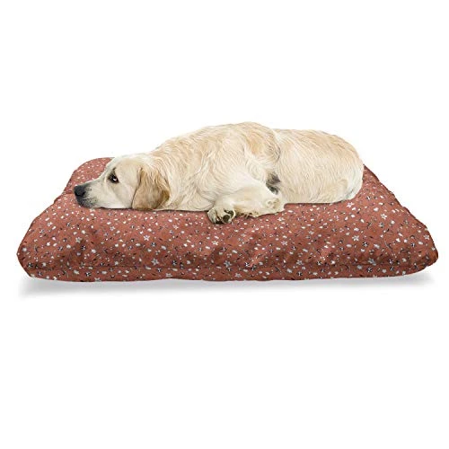 Ambesonne Floral Pet Bed, Minimal Themed Abstract Various Monochromatic Flowers Composition, Chew Resistant Pad For Dogs And Cats Cushion With Removable Cover, 24" X 39", Rust Charcoal Grey And White 1 Ambesonne Floral Pet Bed, Minimal Themed Abstract Various Monochromatic Flowers Composition, Chew Resistant Pad For Dogs And Cats Cushion With Removable Cover, 24" X 39", Rust Charcoal Grey And White
