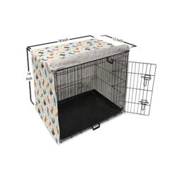 Ambesonne Dog Dog Crate Cover, Funny Dogs Flying With Food Bowl And Bones Pets Companion Illustration, Easy To Use Pet Kennel Cover For Small Dogs Puppies Kittens, 18 Inch, Slate Blue Ginger -Dog Supplies Store 41F0Pk83A4L