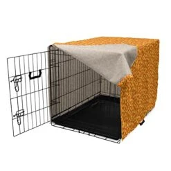 Lunarable Candy Corn Dog Crate Cover, Halloween Themed Pattern With Pumpkins And Food Repetition, Easy To Use Pet Kennel Cover For Small Dogs Puppies Kittens, 18 Inch, Orange Vermilion 17 Lunarable Candy Corn Dog Crate Cover, Halloween Themed Pattern With Pumpkins And Food Repetition, Easy To Use Pet Kennel Cover For Small Dogs Puppies Kittens, 18 Inch, Orange Vermilion -Dog Supplies Store 41F743mfp1L
