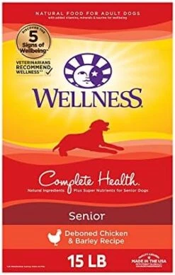 Wellness Complete Health Senior Dry Dog Food With Grains, Natural Ingredients, Made In USA With Real Meat, All Breeds (Chicken & Barley, 30-Pound Bag) -Dog Supplies Store 41GPprJdwEL. AC