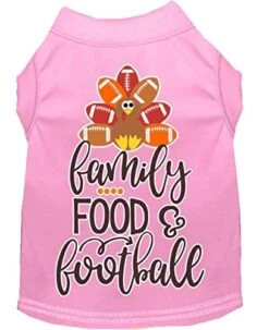 Family, Food, And Football Screen Print Dog Shirt Light Pink XXL