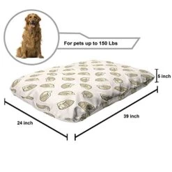 Ambesonne Waffle Pet Bed, Delicious Breakfast Food Creamy Topping Dessert Illustration Print, Chew Resistant Pad For Dogs And Cats Cushion With Removable Cover, 24" X 39", Tan And Cream