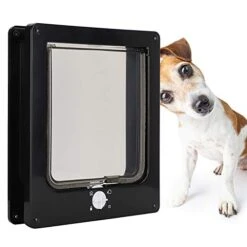 Pet Door, 4 Way Locking Large Weatherproof Door For Cat Dog Built In Magnets Detachable Privacy Door Flap Intelligent Control For Door Screen Wall(Black) -Dog Supplies Store 41Hn8H5mXoL