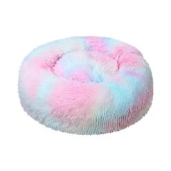 AIRCODE Plush Pet Litter Sleeping Bed, Comfortable Plush Kennel Dogs Pet Litter Deep Sleep, Washable Cat Donut Bed, Faux Fur Donut Cuddler Cat Bed (Multicolor13, 15.754X10.6IN)