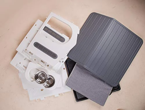 VATO Dog Kennel, Waterproof Plastic Doghouse For Small Pets, Durable Puppy House With Two Food Bowls, 22.8x20.9x22 Inches, Indoor And Outdoor, Up To 30 LBS (Grey) 4 VATO Dog Kennel, Waterproof Plastic Doghouse For Small Pets, Durable Puppy House With Two Food Bowls, 22.8x20.9x22 Inches, Indoor And Outdoor, Up To 30 LBS (Grey) - Image 4