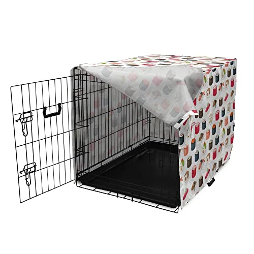 Ambesonne Sushi Dog Crate Cover, Yummy Sushi Rolls Japanese Maki And Nigiri Food Rice And Tuna Traditional Meal, Easy To Use Pet Kennel Cover For Small Dogs Puppies Kittens, 22 Inch, Dark Grey Blush 2 Ambesonne Sushi Dog Crate Cover, Yummy Sushi Rolls Japanese Maki And Nigiri Food Rice And Tuna Traditional Meal, Easy To Use Pet Kennel Cover For Small Dogs Puppies Kittens, 22 Inch, Dark Grey Blush - Image 2