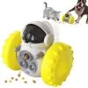 Pet Treat Dispensing Puzzle Slow Feeder Toys For Small And Medium Dogs,Fun Multifunction Interactive Chase Dog Cat Toys,Pet Leaky Food Tumbler Toy, Great Alternative To Dog Bowl For Dogs (Yellow)