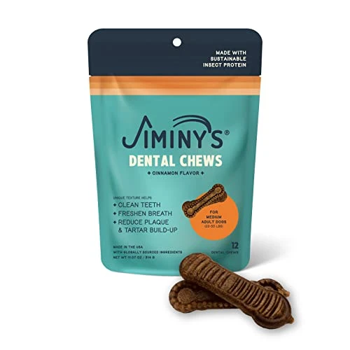 Jiminy's Dental Chews For Medium Sized Dogs – Cinnamon Dog Dental Chews, Teeth Cleaning Dog Treats, Reduce Tartar And Plaque, Made In USA, Cruelty Free, Dog Breath Freshener – 12 Chews 1 Jiminy's Dental Chews For Medium Sized Dogs – Cinnamon Dog Dental Chews, Teeth Cleaning Dog Treats, Reduce Tartar And Plaque, Made In USA, Cruelty Free, Dog Breath Freshener – 12 Chews