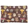 Poeticcity Mushrooms Natural Fungus Mushrooming Organic Food On Brown Dog Cat Bed Mat, Soft Crate Pad Mattress Cushion For Small Medium Pets, Anti Slip Sleeping Kennel Mat Washable & Dry 24x18 Inch