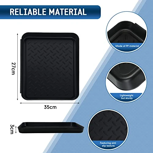 6 Pack Black Shoe Tray For Entryway Indoor Pet Food Mat Tray 14 X 11 Inch Boot Drying Mat W/Lip Dirt Rug Dog Water Mat Multi Purpose Tray For Boots Shoes Pets Garden Indoor Outdoor Floor Protection 2 6 Pack Black Shoe Tray For Entryway Indoor Pet Food Mat Tray 14 X 11 Inch Boot Drying Mat W/Lip Dirt Rug Dog Water Mat Multi Purpose Tray For Boots Shoes Pets Garden Indoor Outdoor Floor Protection - Image 2