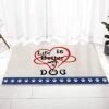 Bathroom Rugs Door Mat Live Is Better With A Dog Paws Linen Texture Soft Plush Front Door Mat Non-Slip Washable Indoor Door Mats For Entryway, Highly Absorbent Rug For Tub Shower 24x35 Inch