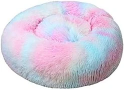 YangYan Round Washable Long Plush Dog Kennel New Super Soft Dog Mat Dog Basket Pet Bed Cat House Velvet Mats Sofa For Dog (Color : Sky Blue, Size : 40cm) -Dog Supplies Store 41LiQcxGJbL. AC